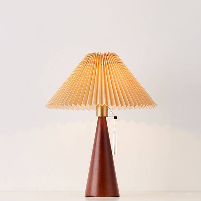 Japanese Minimalist Vintage Pleated Wooden Fabric LED Table