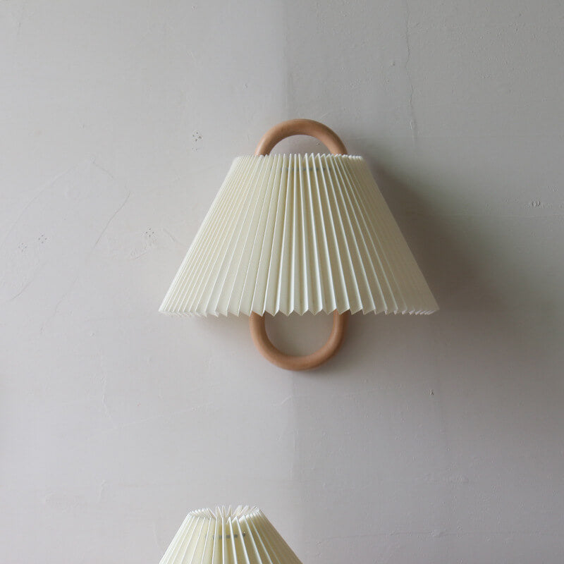 Modern Original Solid Wood Pleated Semi-Circle 1-Light Wall