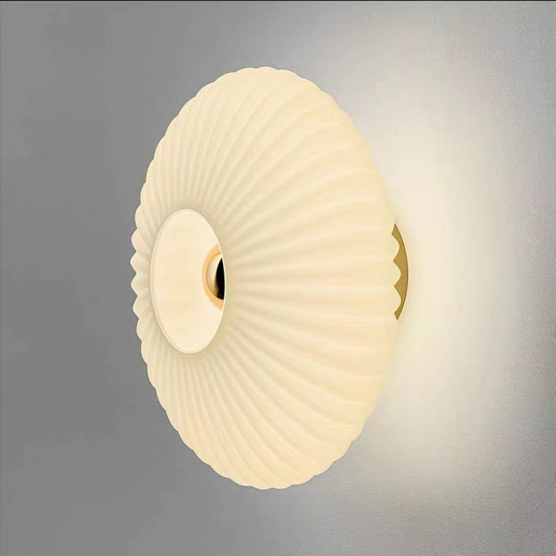 Contemporary Nordic Iron Striped Glass Round Disc 1-Light