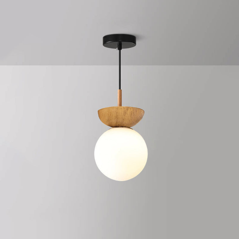 Modern Minimalist Glass Iron Orb 1-Light Semi-Flush Mount