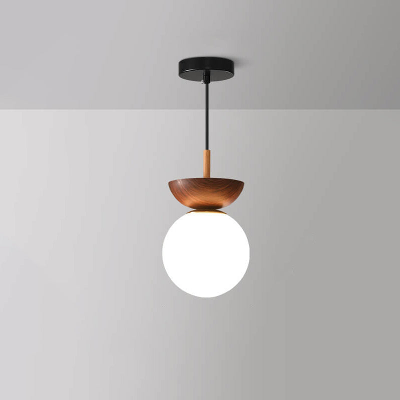 Modern Minimalist Glass Iron Orb 1-Light Semi-Flush Mount