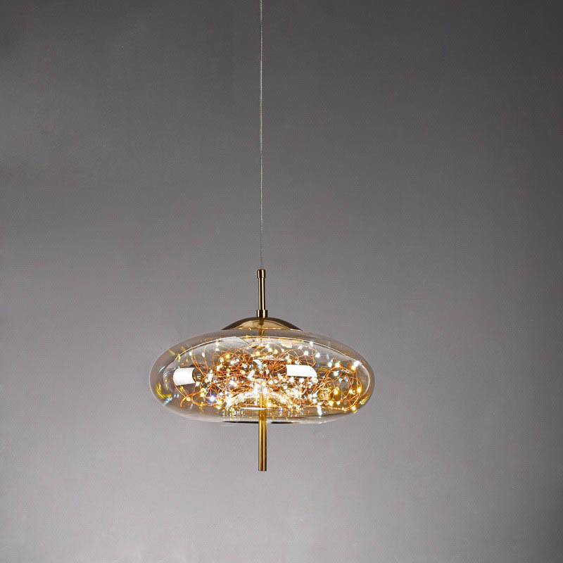 Contemporary Scandinavian Cylinder Oval Glass 1-Light