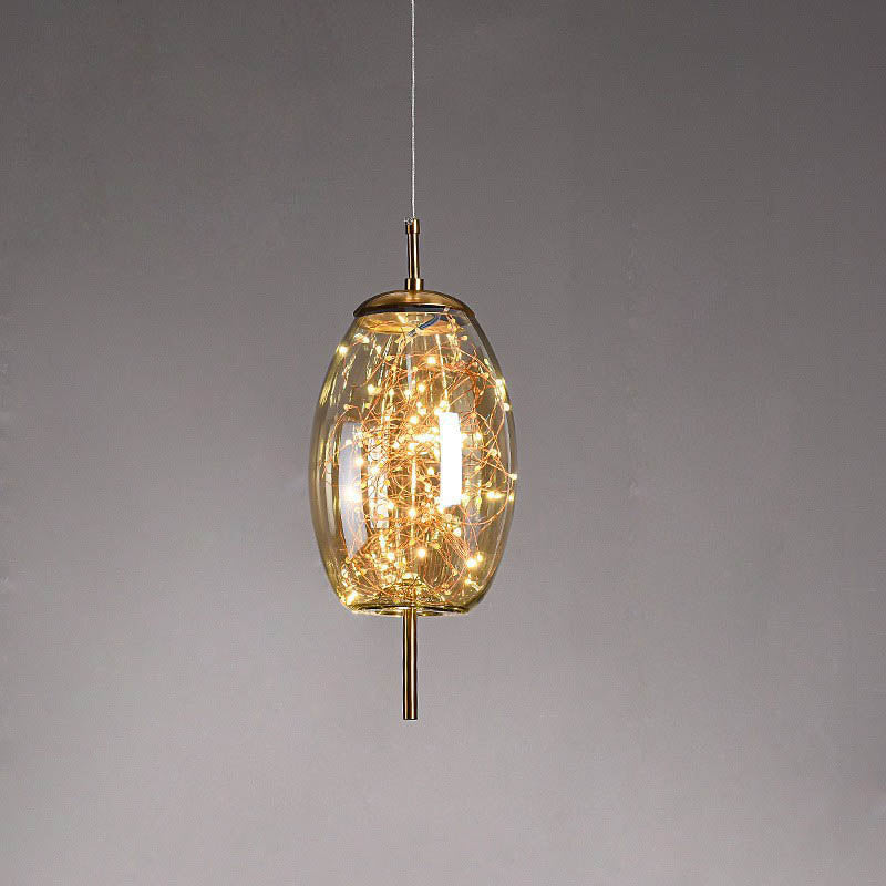 Contemporary Scandinavian Cylinder Oval Glass 1-Light