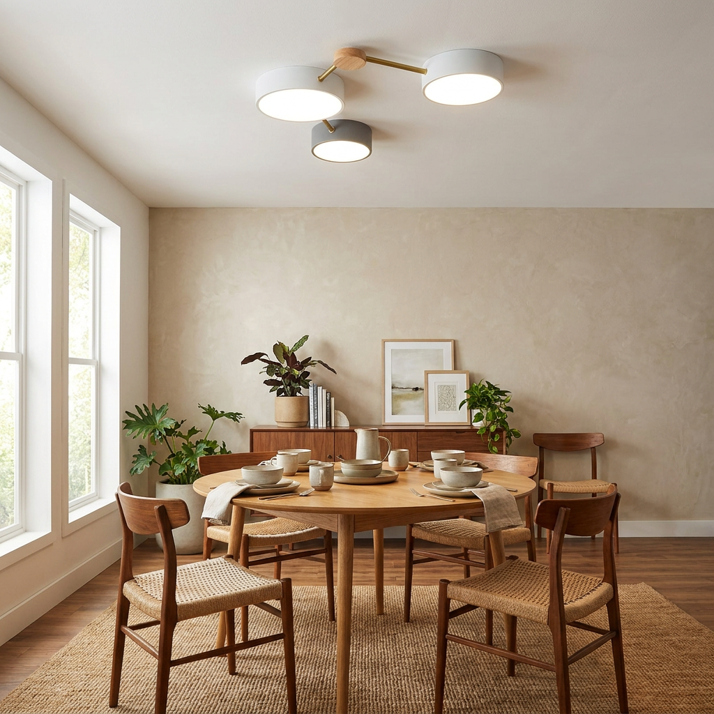 Scandinavian Minimalist Solid Wood Iron LED Flush Mount