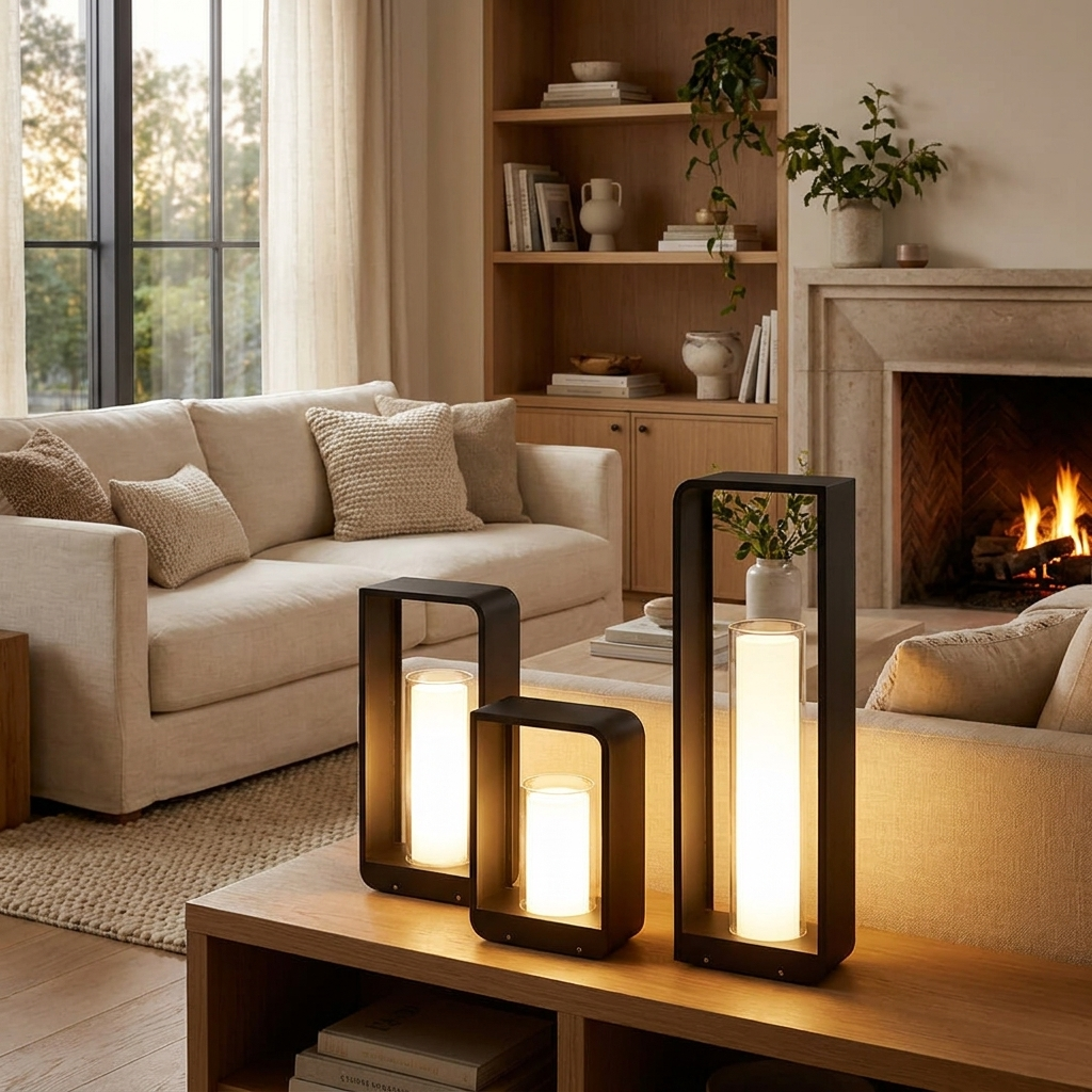 Modern Minimalist Square Frame Stainless Steel Acrylic LED