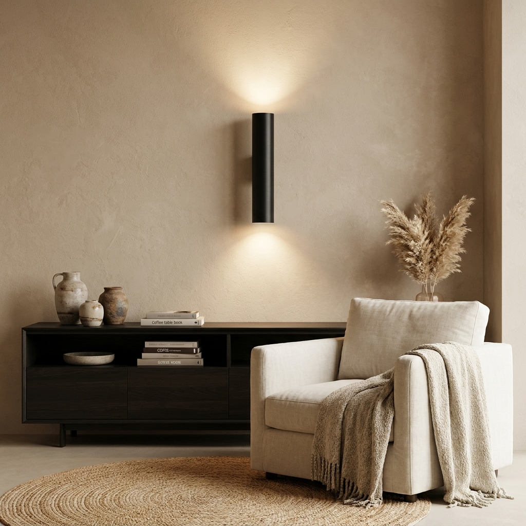 Modern Minimalist Round Aluminum Cylindrical 2-Light Wall