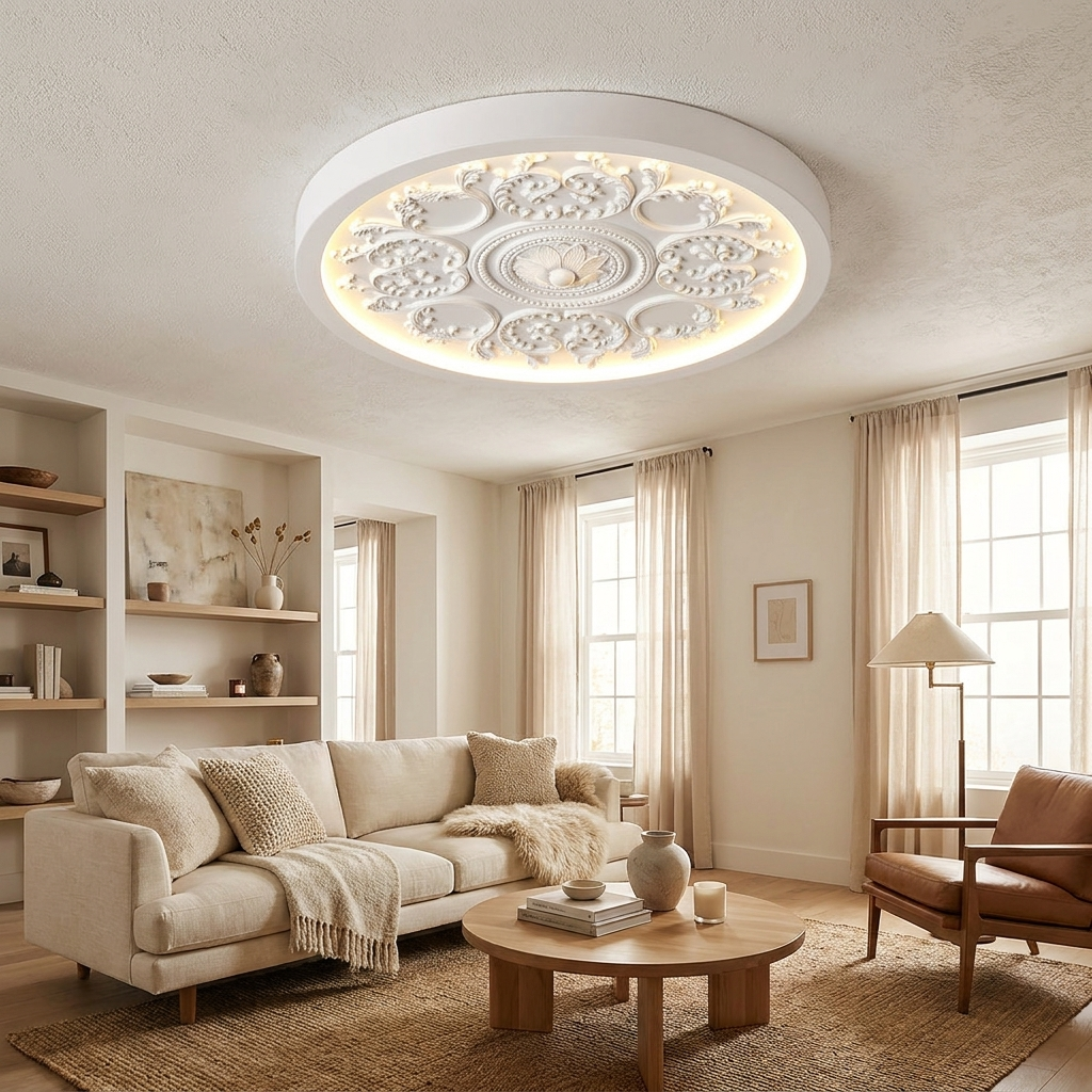 Modern Minimalist Carved Iron Resin Acrylic LED Flush Mount