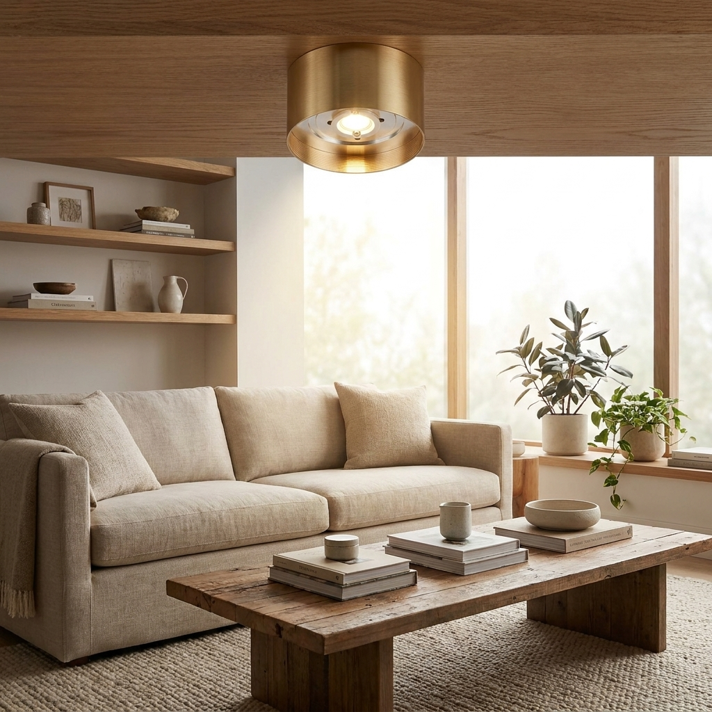 Modern Luxury Round Copper Ultra-thin LED Flush Mount Light