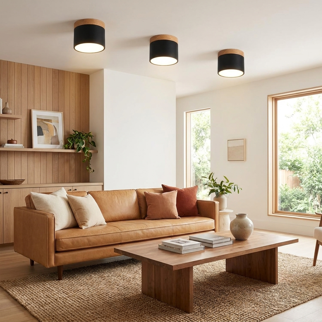 Scandinavian Macaroon Solid Color Log LED Flush Mount