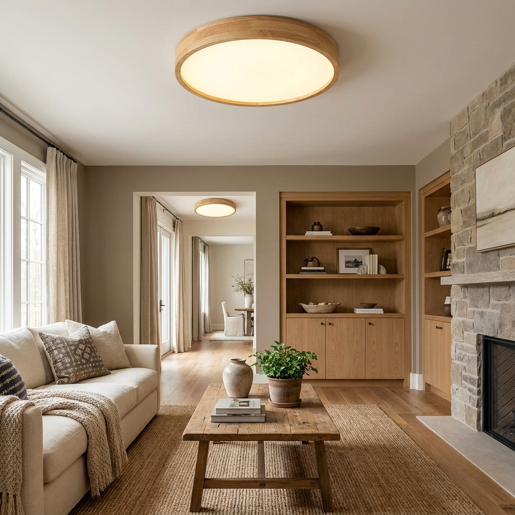 Japanese Wabi-sabi Minimalist Wood Grain Round LED