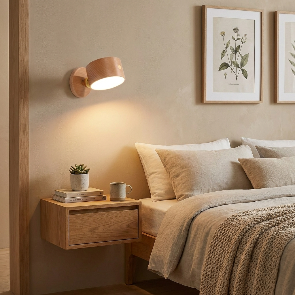 Simple Wooden USB Rechargeable Touch Magnetic LED Night