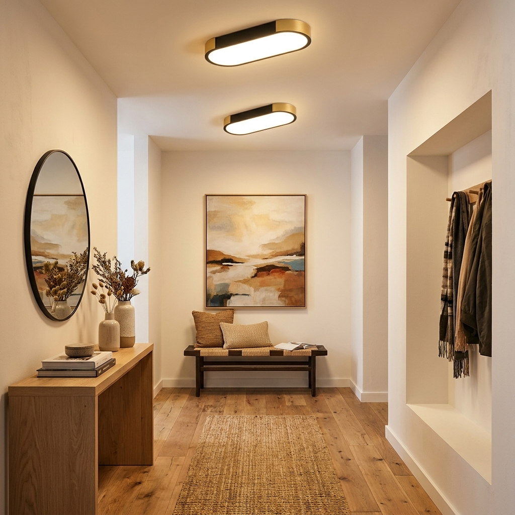 Modern Minimalist Rectangular Ring LED Flush Mount Ceiling
