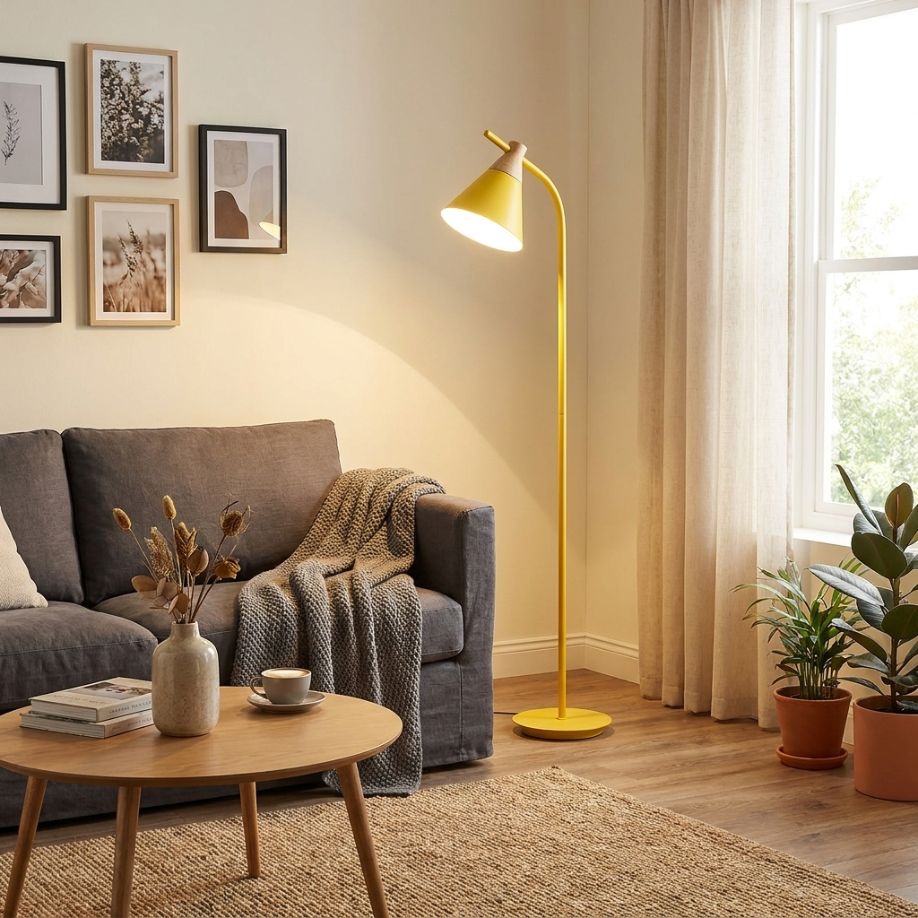 Contemporary Nordic Round Macaron Metal 1-Light Standing