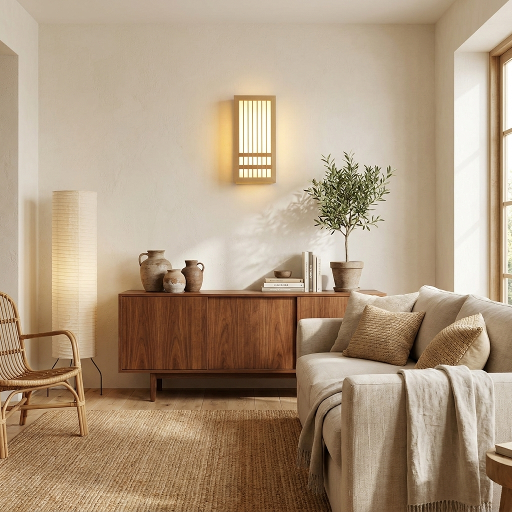 Modern Minimalist Solid Wood Acrylic Rectangular LED Wall