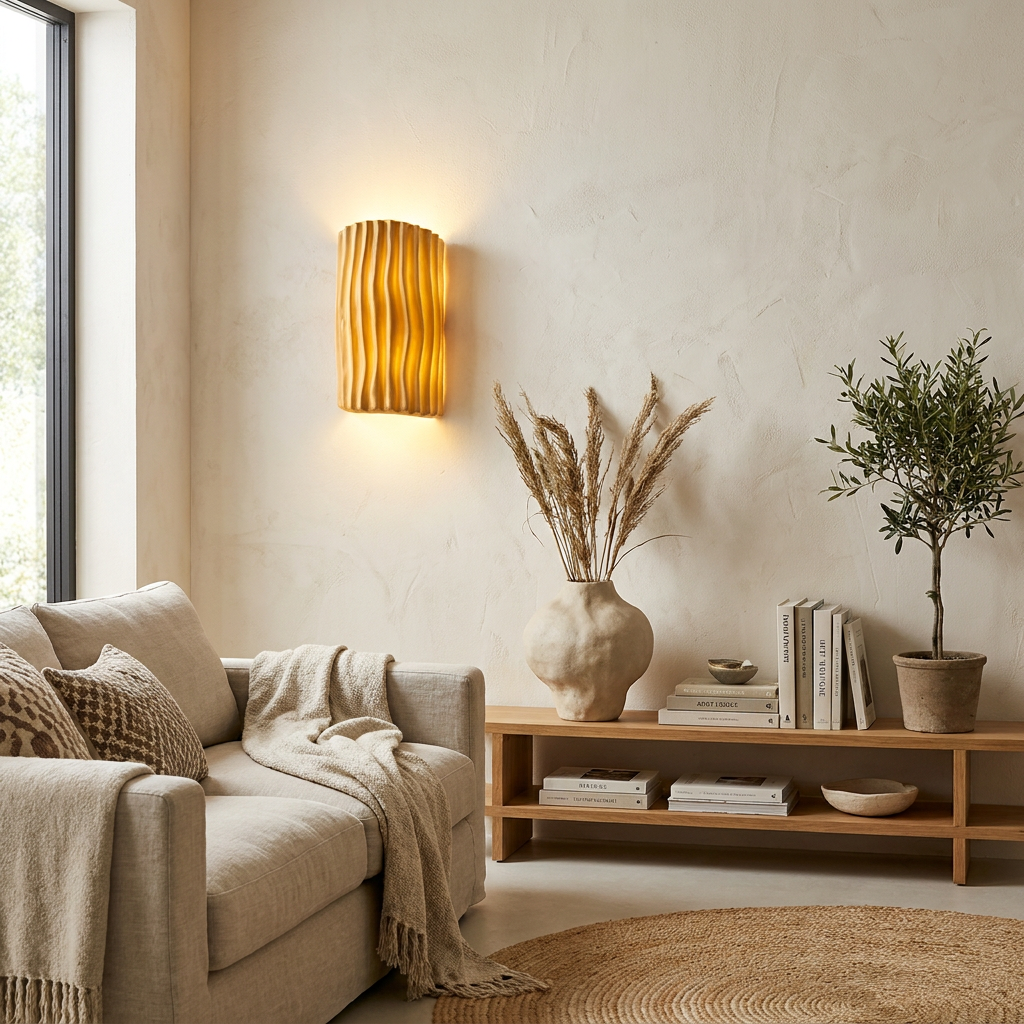 Contemporary Nordic Resin Striped Half Cylinder 2-Light