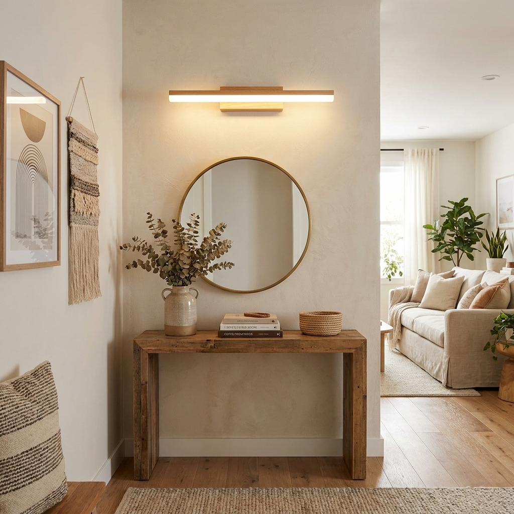 Nordic Minimalist Wooden Long Strip Vanity Light LED Wall