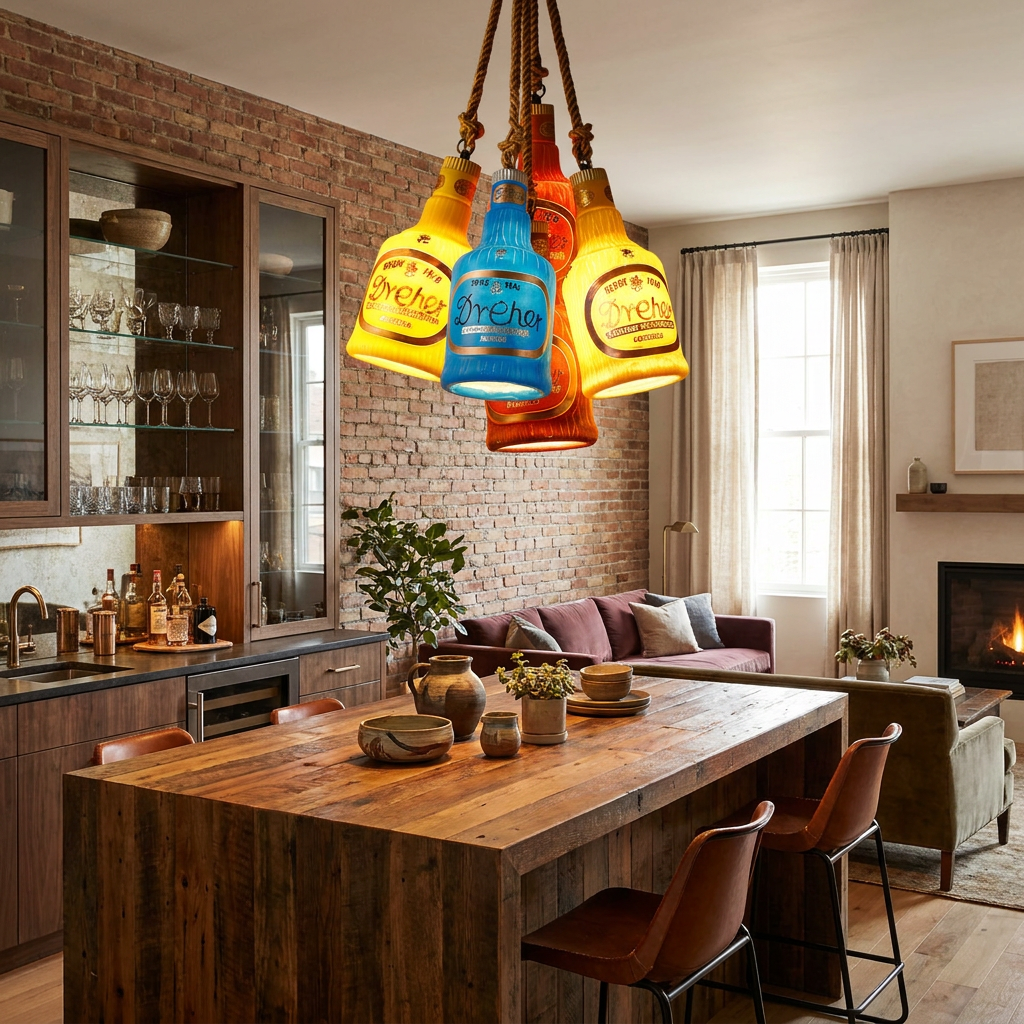 Contemporary Industrial Colorful Bottle Resin 1-Light