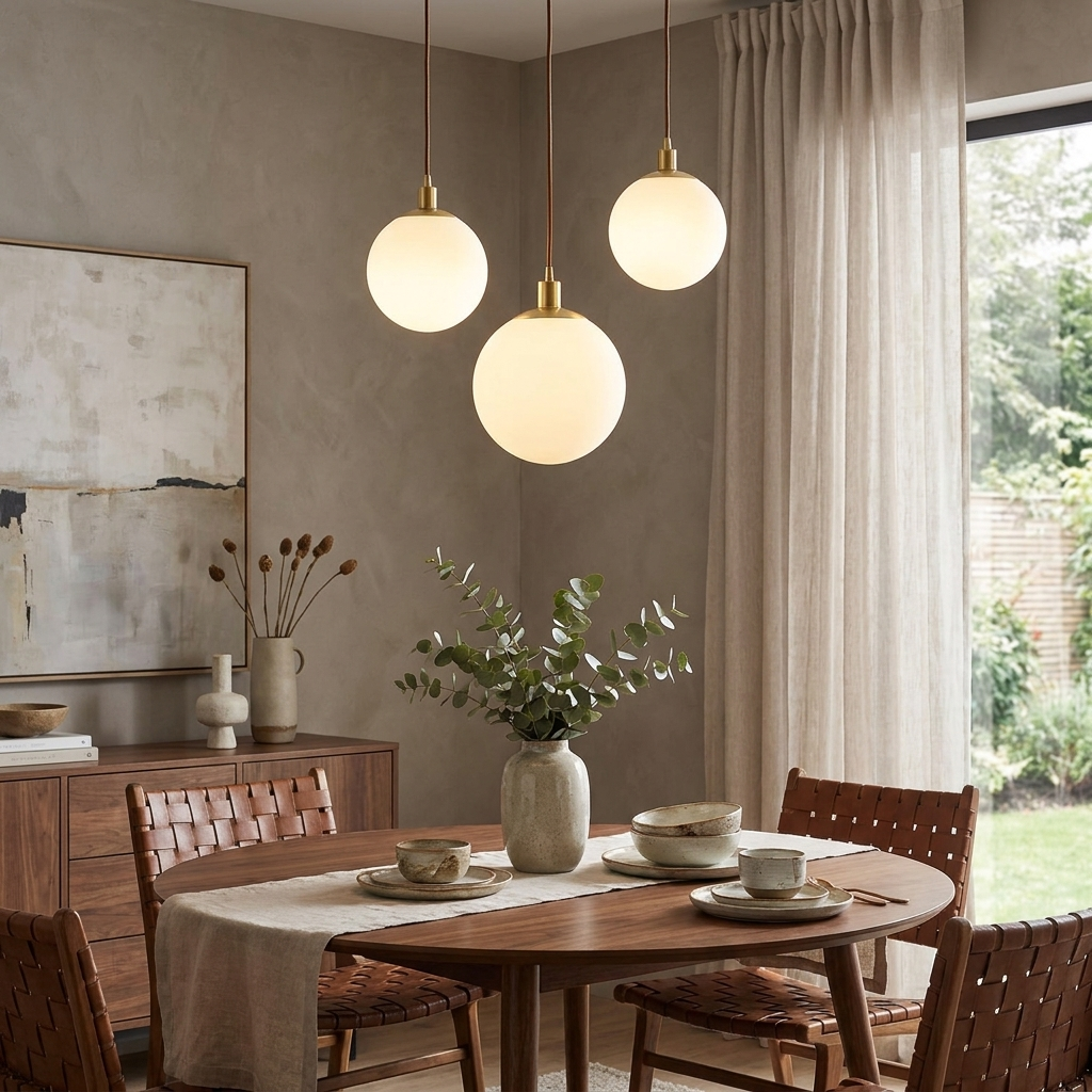 Contemporary Nordic Minimalist White Orb 1-Light Pendant
