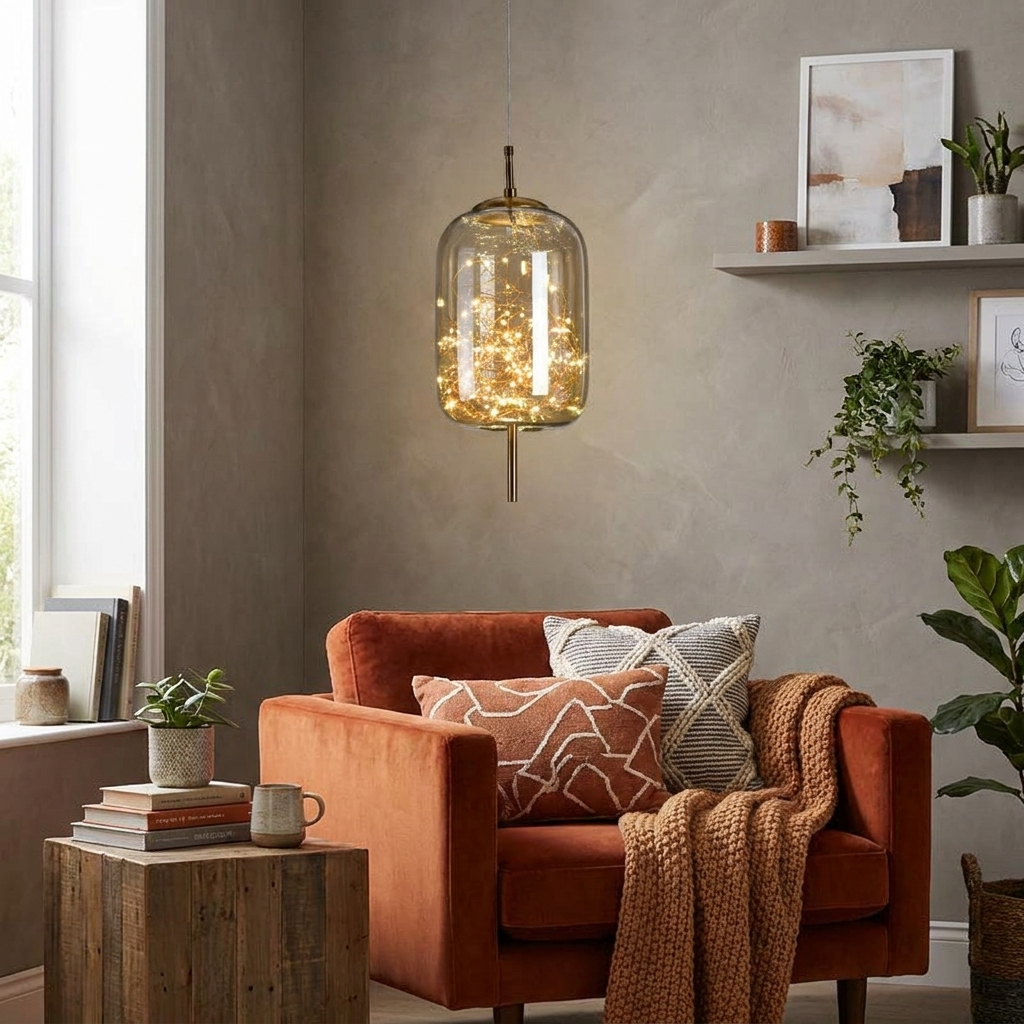 Contemporary Scandinavian Cylinder Oval Glass 1-Light
