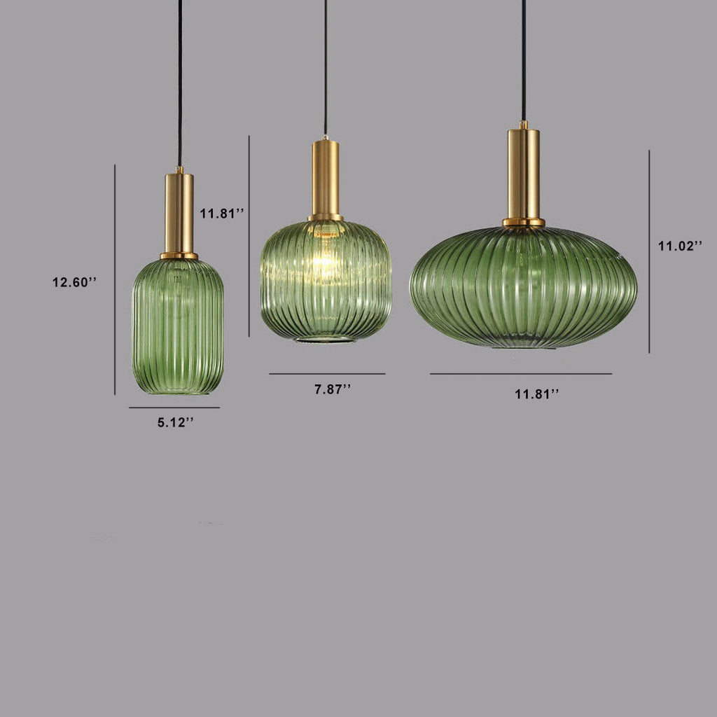 Minimalist Striped Glass Lantern 1-Light Pendant Light